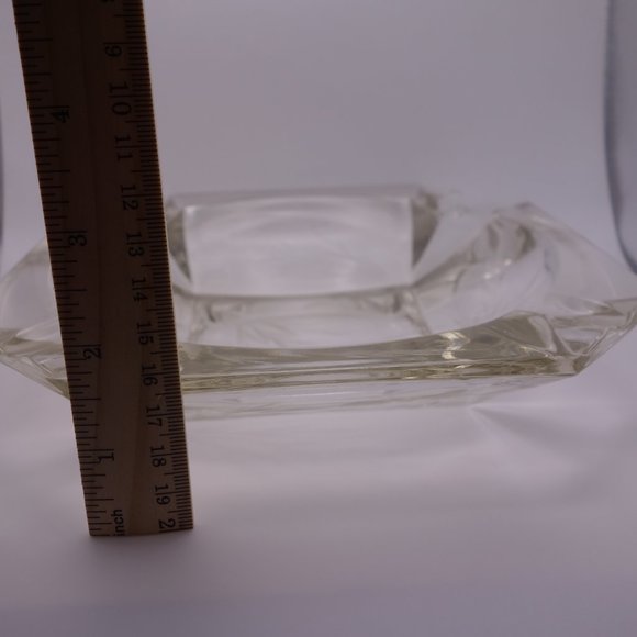 Square Glass Cigar Ash Tray with Wheat Stalk Etching Design - Picture 10 of 12